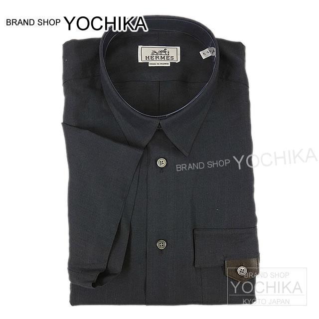 Hermes エルメス メンズ 半袖 リネンシャツ 43 アルドワーズ リネン100 Xラムスキン 新品