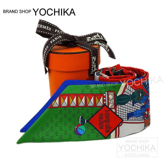 HERMES エルメス ツイリー スカーフ "馬銜と鎖" レッドXネイビーXブルーパオン シルク100% 新品