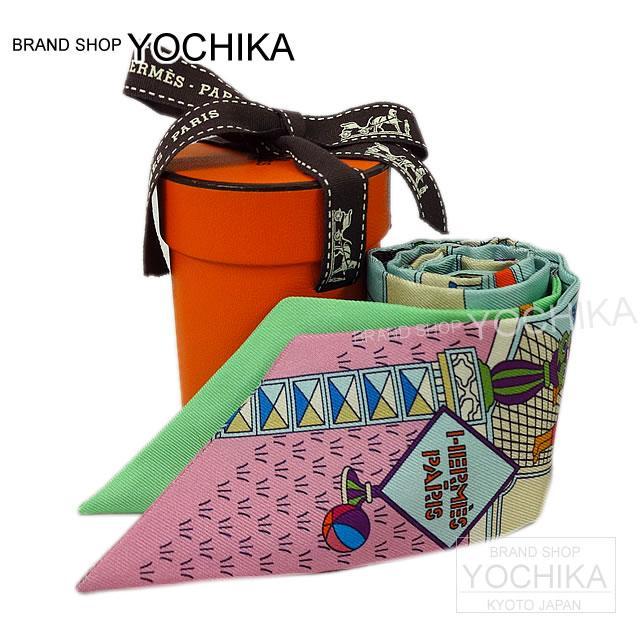 HERMES エルメス ツイリー スカーフ "メゾン・デ・カレ" アクアXヴェールXローズ シルク100% 新品