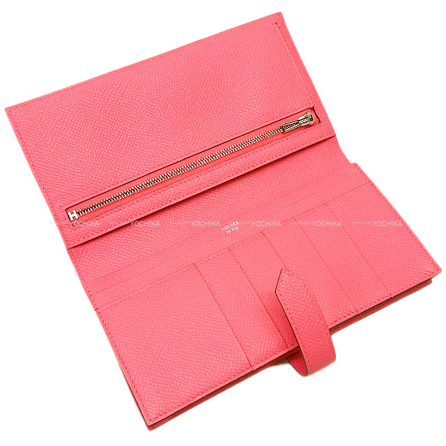 HERMES エルメス 長財布 ベアンスフレ ローズアザレ エプソン シルバー  