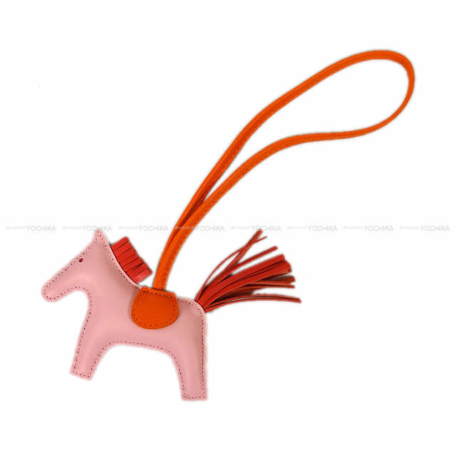 HERMES エルメス バッグチャーム ロデオ RODEO PM ローズサクラXローズジャイプールXオレンジ アニューミロ(ラム) 新品