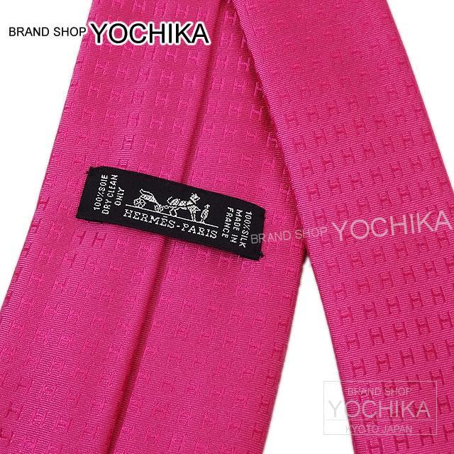 HERMES エルメス ネクタイ "Hロゴ/FACONNEE H" フューシャピンク シルク100% 新品