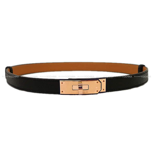 エルメス　ベルト　ケリー　18 黒　エプソン　ローズゴールド　K刻印　新品　本物 HERMES エルメス ベルト ケリー 18 黒 (ブラック) エプソン