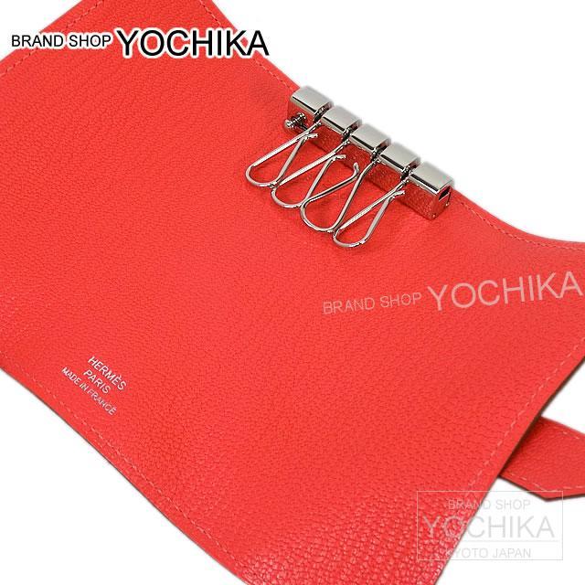 HERMES エルメス ベアン 4連 キーケース ローズリップスティック シェーブル シルバー金具 新品