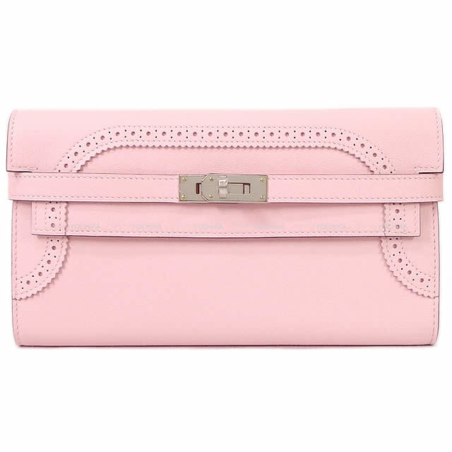 HERMES エルメス 長財布 ケリーウォレット ロング ギリーズ ローズサクラ スイフト シルバー金具 新品未使用