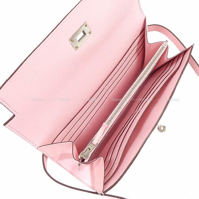 HERMES エルメス 長財布 ケリーウォレット ロング ギリーズ ローズ