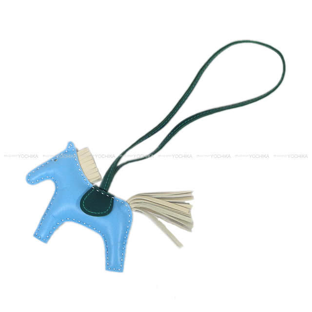 HERMES エルメス バッグチャーム ロデオ PM セレステ/クレ/マラカイト  