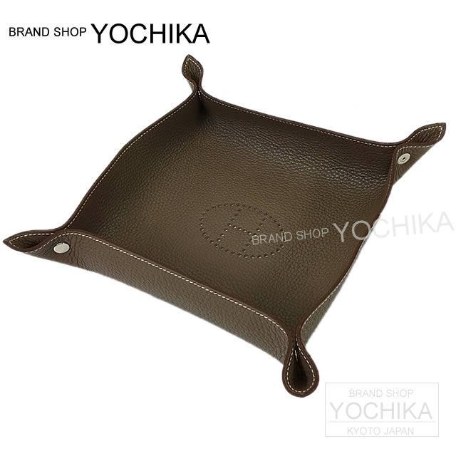 HERMES エルメス トレー マット "ヴィド・ポッシュ" エトープ トリヨン シルバー金具 新品未使用