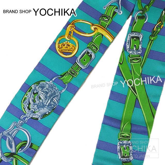 HERMES エルメス スカーフ ツイリー "ブリッド・ドゥ・ガラ" ラゴンXアニスグリーンXブルー 新品