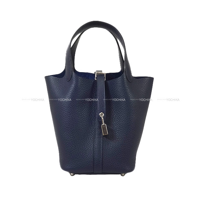 【新品同様 /ブルー系 × Silver金具】HERMES ピコタンロック 18 エルメス ピコタンロック18/PM ブルーニュイ トリヨンクレマンス