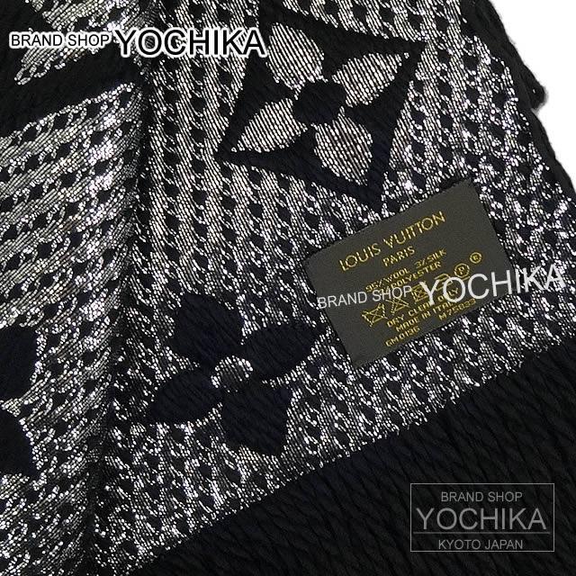 LOUIS VUITTON ルイ・ヴィトン マフラー エシャルプ・ロゴマニア シャイン 黒Xシルバー M75833 新品