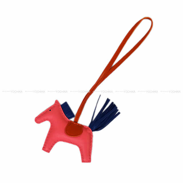 HERMES エルメス バッグチャーム ロデオ RODEO PM ローズアザレXブルーマルテXコーネリアン アニューミロ(ラム) 新品未使用