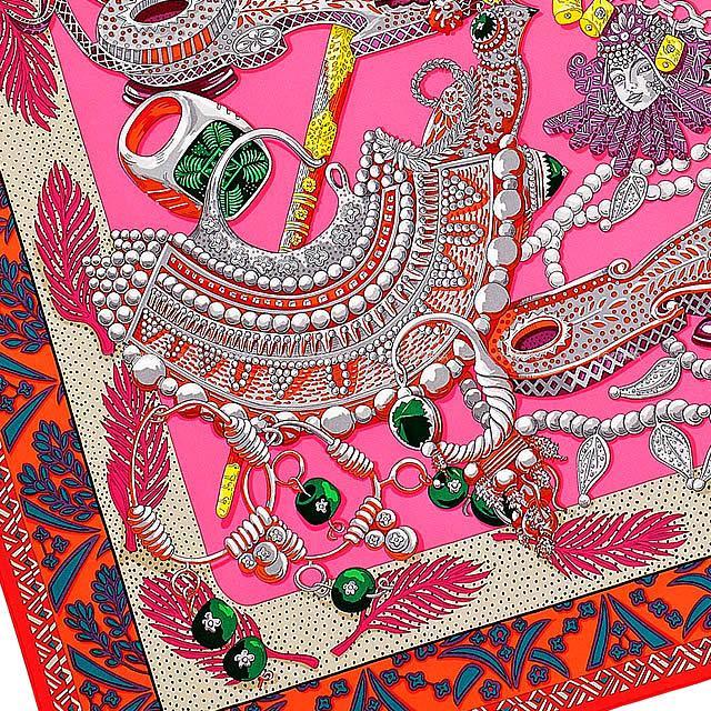 HERMES エルメス スカーフ カレ90 "パルミラの女王 ゼノビア" ローズヴィフXオレンジXマスティック 新品