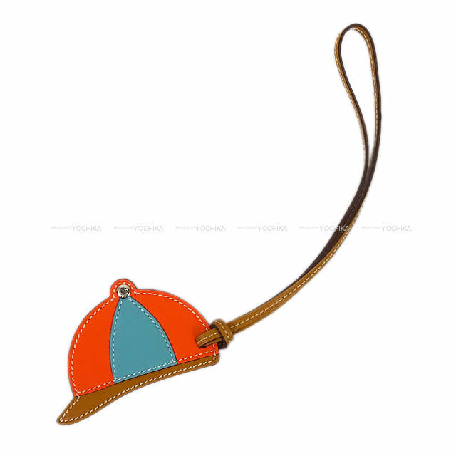 HERMES エルメス バッグチャーム "パドック ボンベイ" オレンジポピーXブルーサンシールXナチュラルサブレ 新品未使用