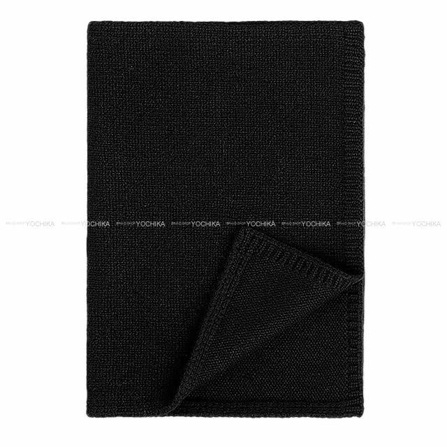 HERMES エルメス メリヤス編み ニットマフラー "ピッコリーナ" 黒(ブラック) カシミヤ100% 新品