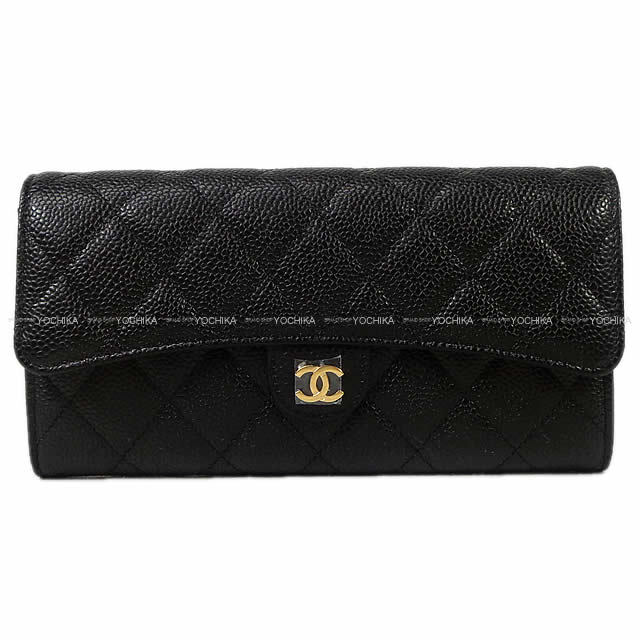 シャネルラウンドファスナー財布 ロゴプレート 42976 ブラック