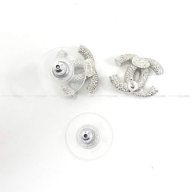 CHANEL シャネル ピアス プチ ココマーク ラインストーン シルバー  