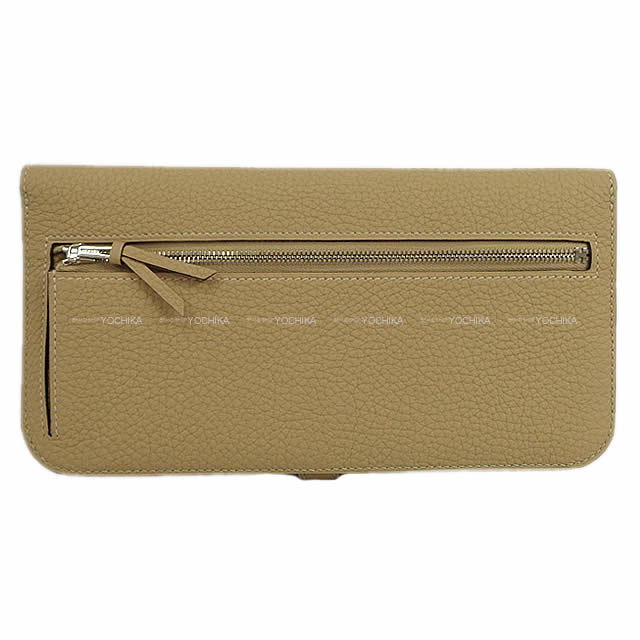 HERMES エルメス 長財布 ドゴンロング トレンチ トゴ シルバー