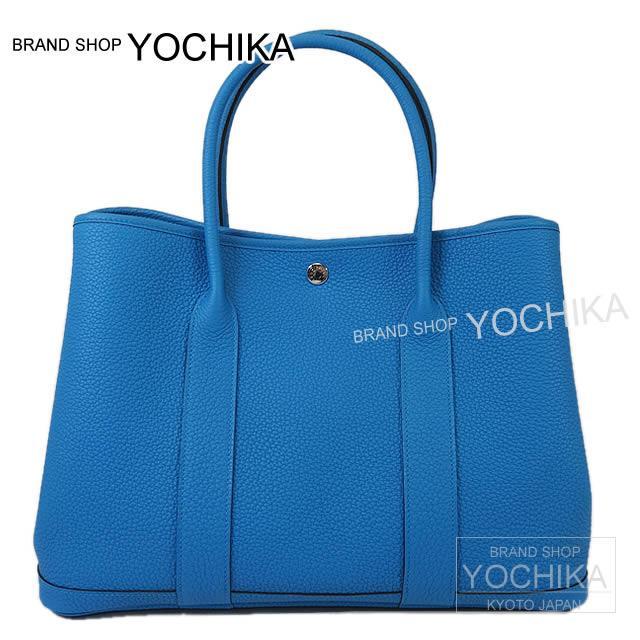 【！美品！】【HERMSガーデンパーティーPM ネゴンダ ブルーラン】 HERMES】エルメス ガーデンパーティPM ネゴンダ ブルーラン 水色
