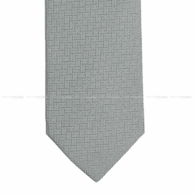 HERMES エルメス ネクタイ "Hロゴ/FACONNEE H 24" グリス シルク100% 新品