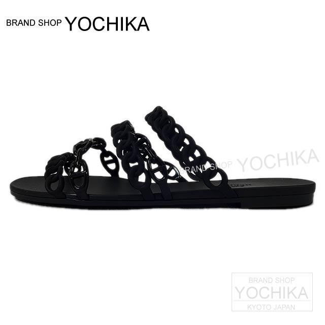 HERMES エルメス レディース セリエ サンダル "NUDE ヌード" #37 黒 ラバー 新品