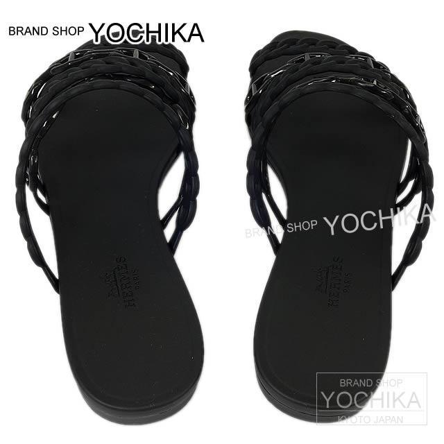 HERMES エルメス レディース セリエ サンダル "NUDE ヌード" #37 黒 ラバー 新品