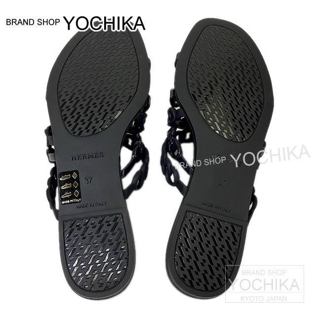 HERMES エルメス レディース セリエ サンダル "NUDE ヌード" #37 黒 ラバー 新品