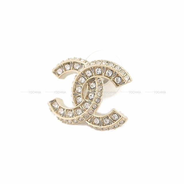 CHANEL シャネル フル ラインストーン ココマーク ピアス ゴールド 
