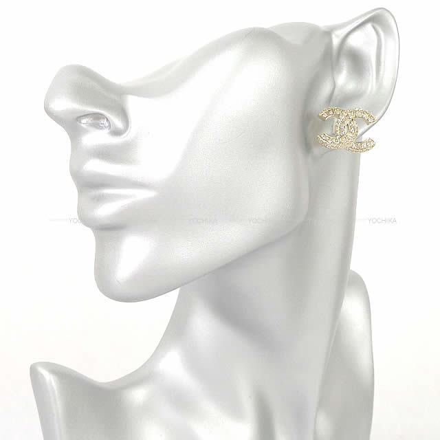 CHANEL シャネル フル ラインストーン ココマーク ピアス ゴールド 