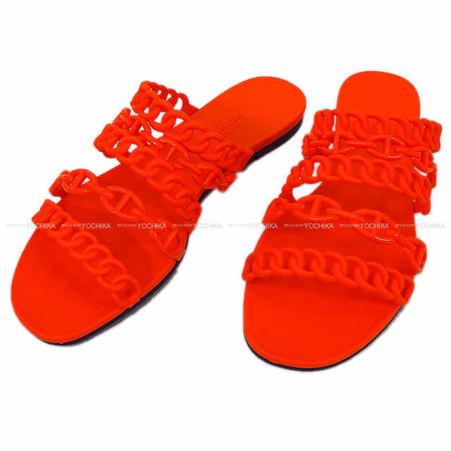 HERMES エルメス レディース セリエ ビーチサンダル "NUDE ヌード" #37 パヴォレッド ラバー 新品