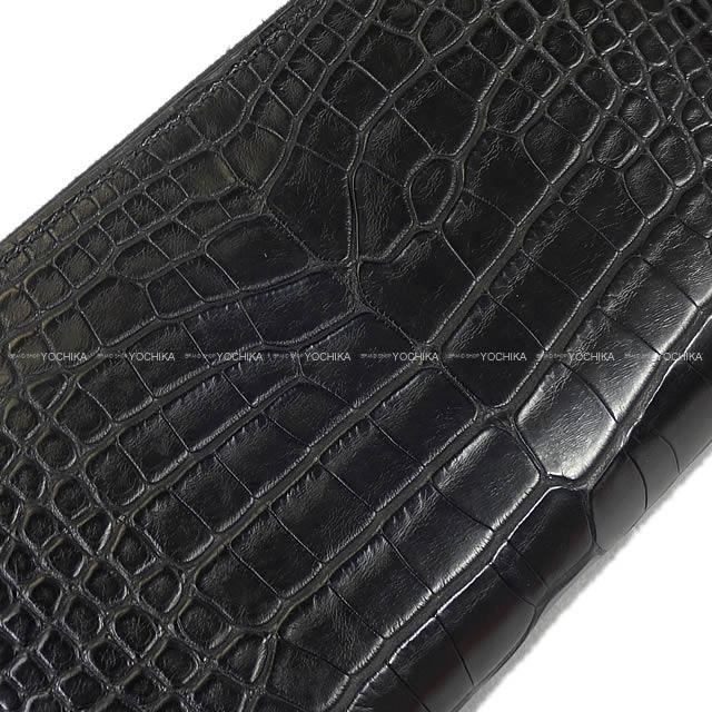 HERMES エルメス 長財布 アザップロング 黒 クロコダイル アリゲーターマット シルバー金具 新品未使用