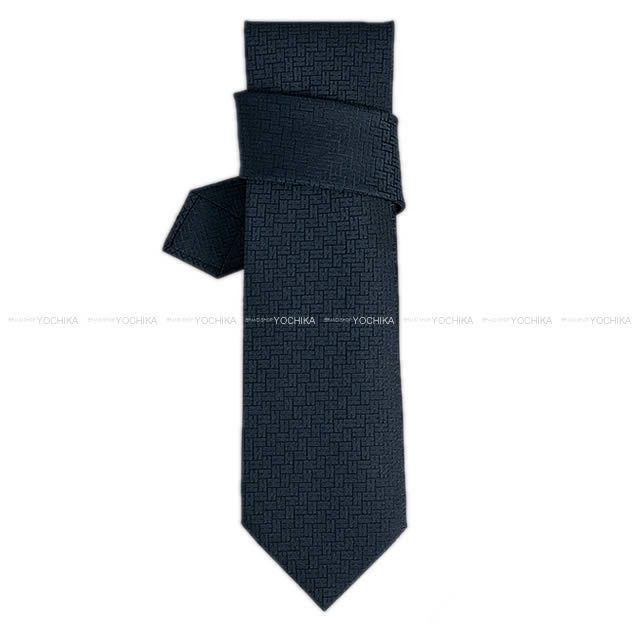HERMES エルメス ネクタイ "FACONNEE H 24" ブルーペトロール シルク100% 新品