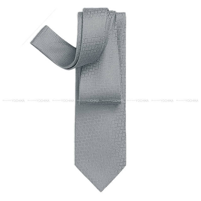 HERMES エルメス ネクタイ "FACONNEE H 24" グリサンドルグレー シルク100% 新品