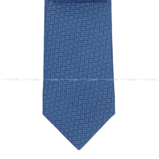 HERMES エルメス ネクタイ "FACONNEE H 24" ブルージーン シルク100% 新品