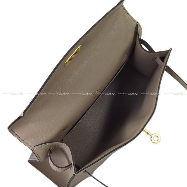 HERMES エルメス ハンドバッグ ポシェットケリー グリスアスファルト スイフト ゴールド金具 新品