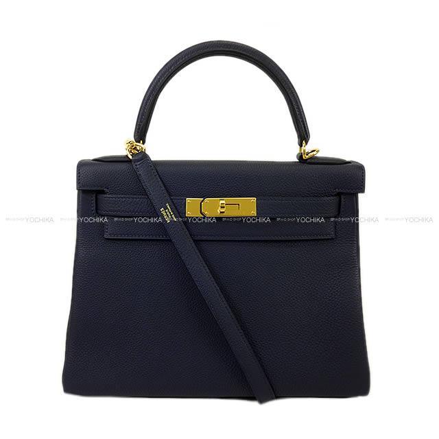 HERMES エルメス ハンドバッグ ケリー28 内縫い ブルーニュイ トゴ ゴールド金具 新品未使用