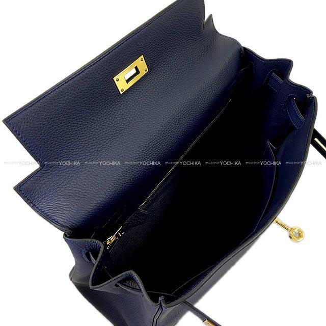 HERMES エルメス ハンドバッグ ケリー28 内縫い ブルーニュイ トゴ ゴールド金具 新品