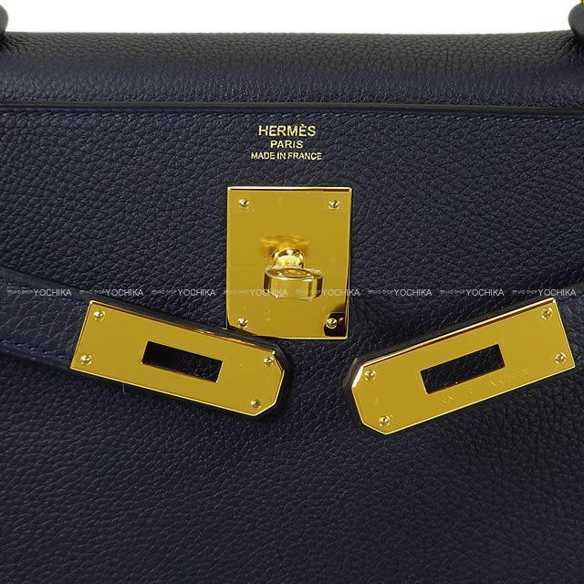 HERMES エルメス ハンドバッグ ケリー28 内縫い ブルーニュイ トゴ ゴールド金具 新品