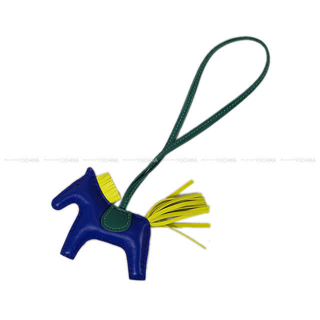 HERMES エルメス バッグチャーム "ロデオ/RODEO" PM ブルーエレクトリックXマラカイトXライム アニューミロ(ラム) 新品