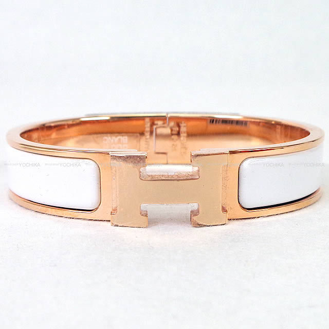 HERMES エルメス ブレスレット バングル "クリック アッシュ" PM 白(ホワイト) ローズゴールドプレーテッド 新品