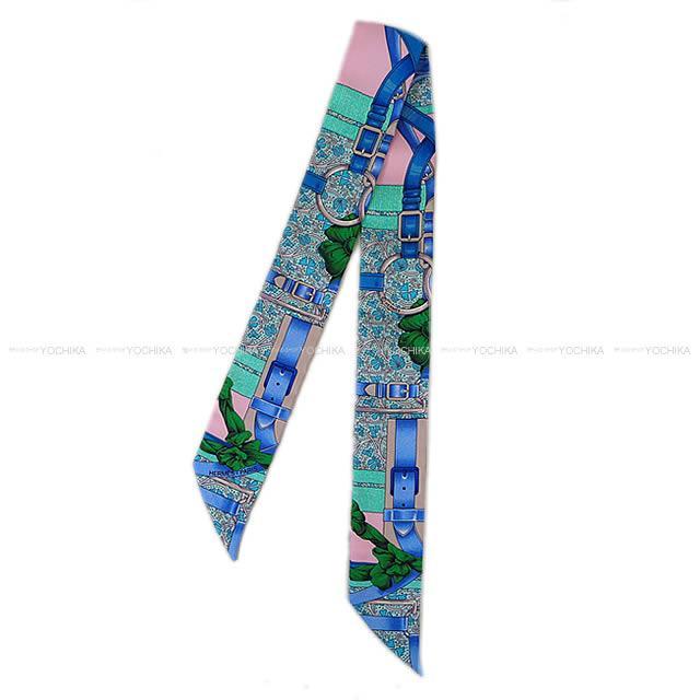 2017 秋冬 HERMES エルメス ツイリー スカーフ "グラン マネージュ フルリ" ローズペールXターコイズ 新品