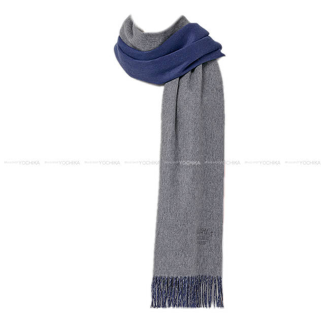 HERMES エルメス 大判 スカーフ ショール ストール リバーシブル (大) "Double face" グリスフランネル