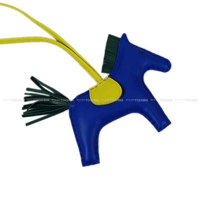HERMES エルメス バッグチャーム "ロデオ/RODEO" MM ブルーエレクトリックXマラカイトXライム アニューミロ(ラム) 新品
