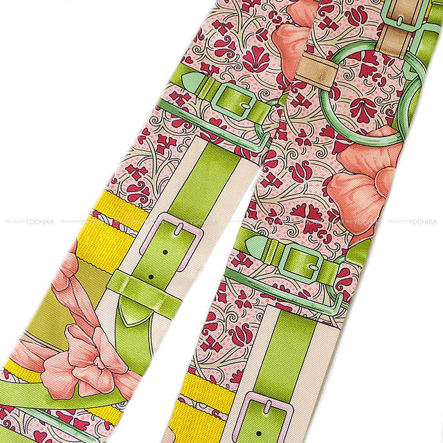 HERMES エルメス ツイリー スカーフ "Grand Manege Fleuri" ローズプードルXジョーヌXアニス シルク100% 新品