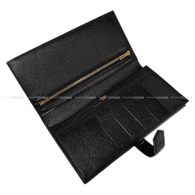 HERMES エルメス 財布 ベアンスフレ 黒(ブラック) クロコダイル アリゲーターマット ローズゴールド金具 新品