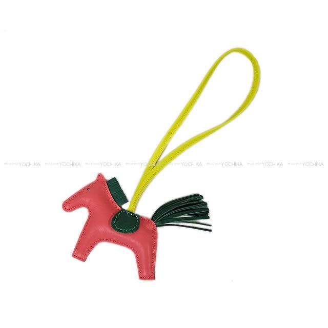 2017秋冬 新作 HERMES エルメス バッグチャーム "ロデオ/RODEO" PM ローズアザレXマラカイトXライム 新品