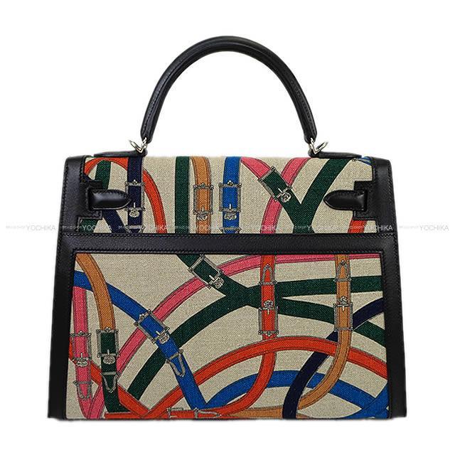 HERMES エルメス ケリー32 外縫い "カヴァルカドゥール" 黒×マルチカラー トワルドゥキャンプ×スイフト 新品