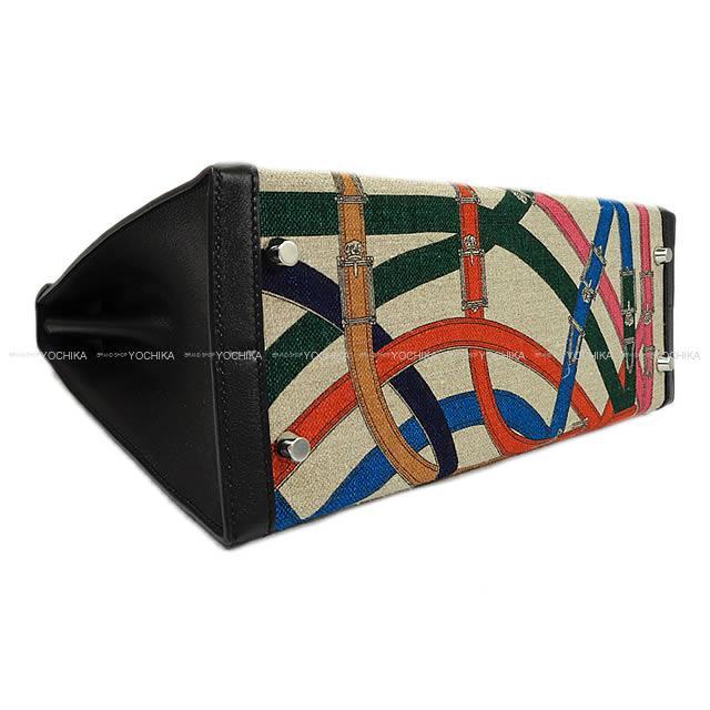 HERMES エルメス ケリー32 外縫い "カヴァルカドゥール" 黒×マルチカラー トワルドゥキャンプ×スイフト 新品