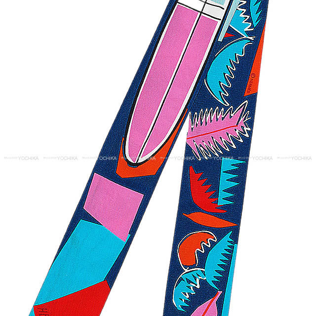 HERMES エルメス ツイリー スカーフ "Sea, Surf and Fun" マリンXローズXルージュ シルク100% 新品
