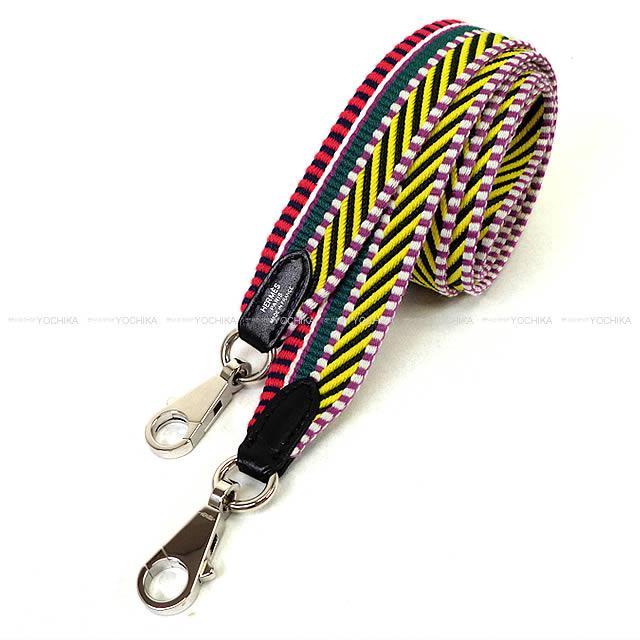 エルメス  "バンドリエール サングル カヴァル 25mm" ショルダーストラップ 85cm マルチカラーX黒 スイフト 新品